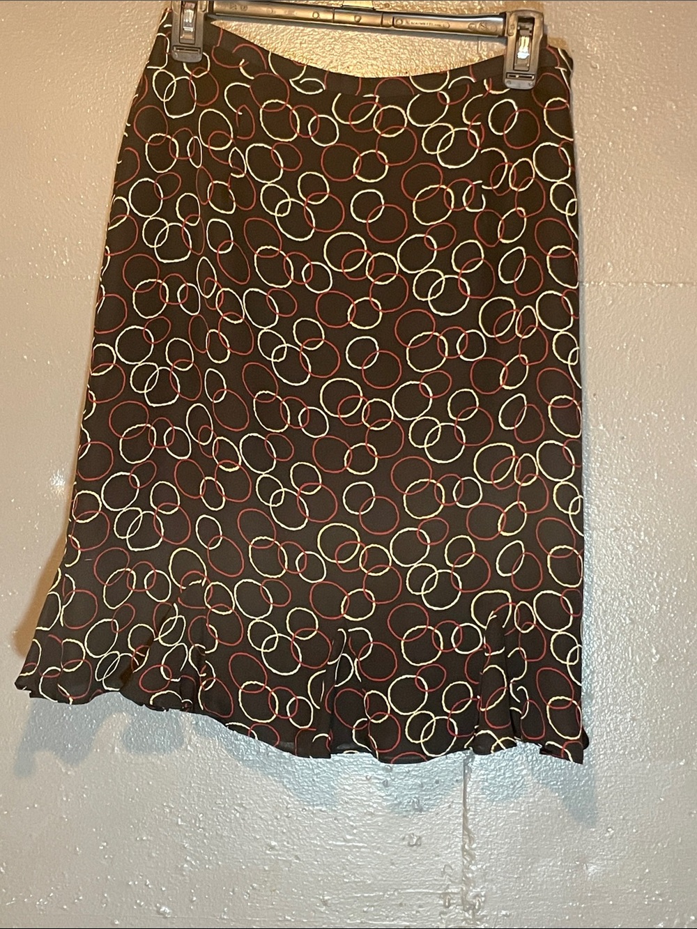 Black Circle-Print A-Line Skirt